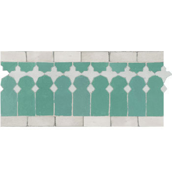 Mosaic House Moroccan tile Zanar 12-1 Light Green White  zellige, mosaic, zellij, border, glaze, traditional, classic 